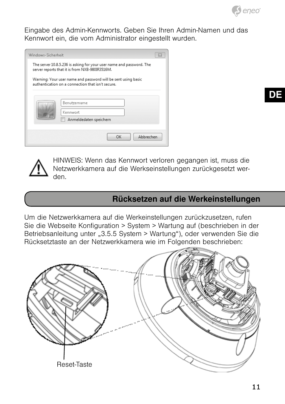 De en fr pl ru | Eneo NXD-980IR37M User Manual | Page 11 / 56