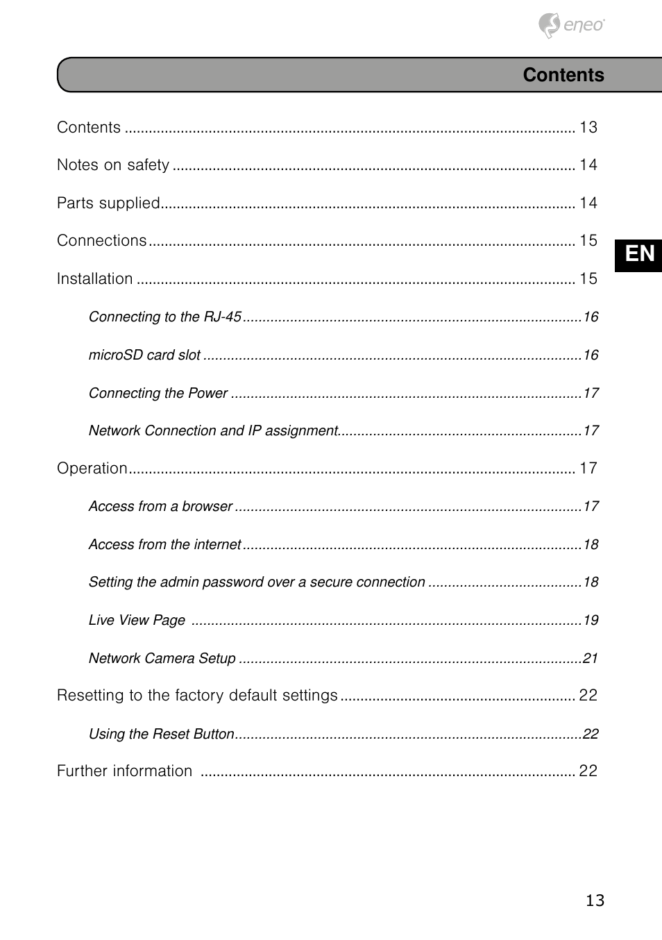 Eneo NXD-980IR37M User Manual | Page 13 / 56