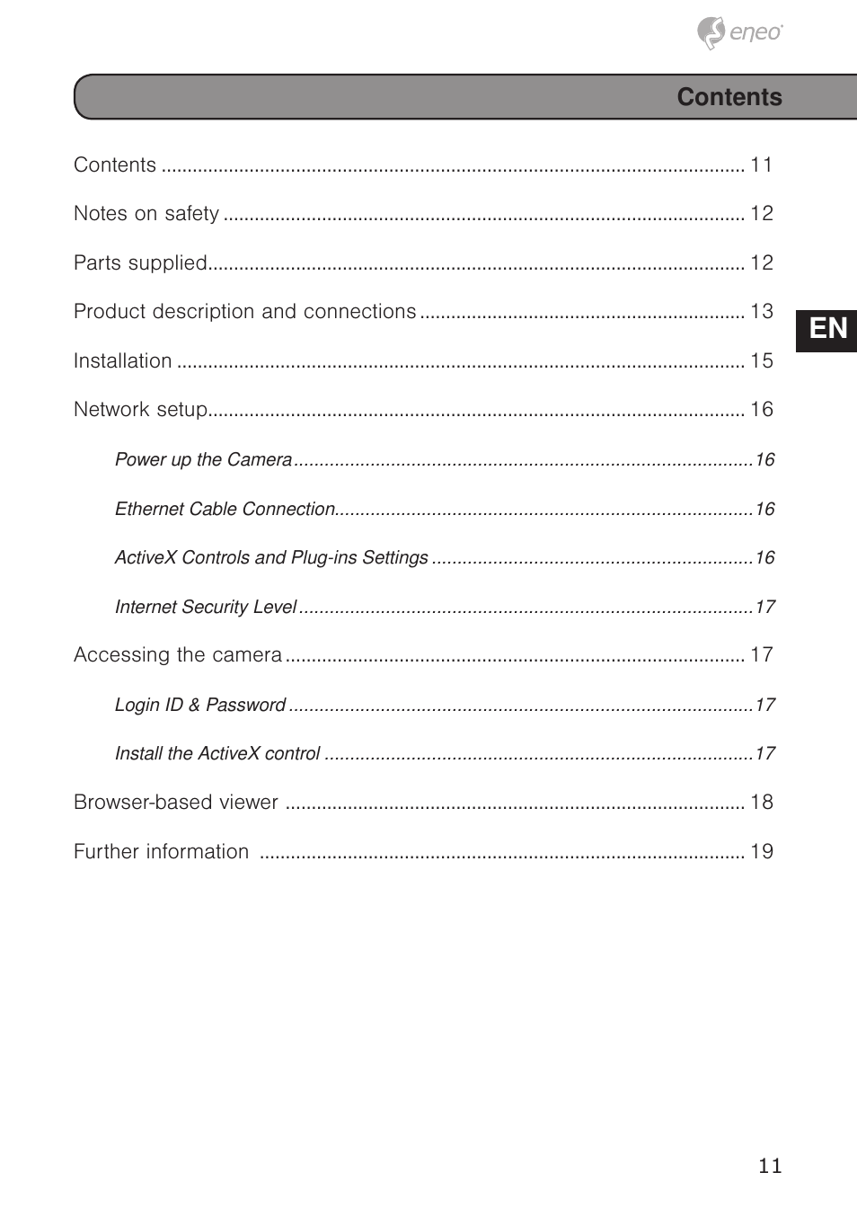 Eneo PXD-5362F01IR User Manual | Page 11 / 48