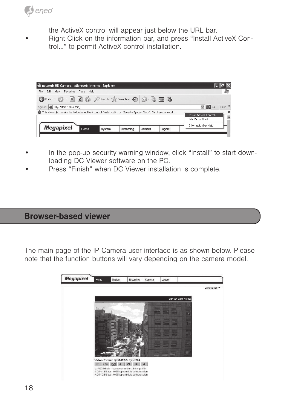 Browser-based viewer | Eneo PXD-5362F01IR User Manual | Page 18 / 48