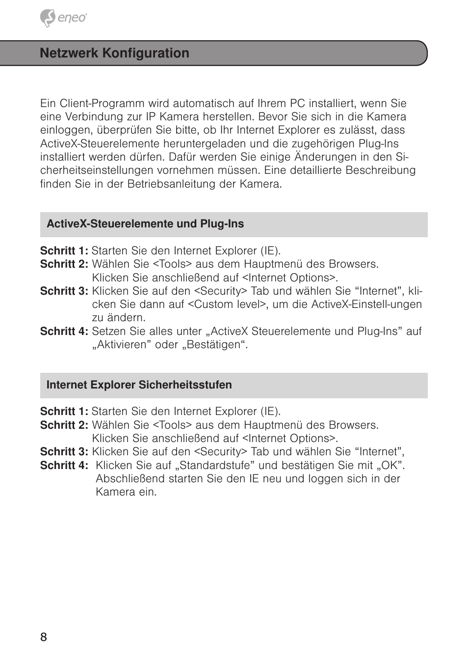 Netzwerk konfiguration | Eneo PXD-5362F01IR User Manual | Page 8 / 48