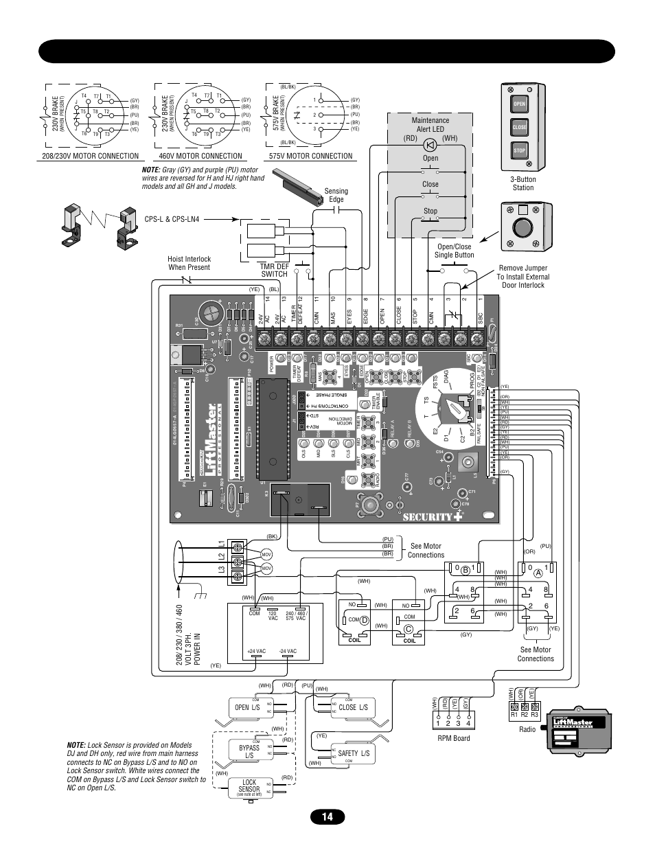 Logic (ver. 3.0) 3 pahse wiring diagram, Ab c d | Chamberlain door opener User Manual | Page 14 / 36