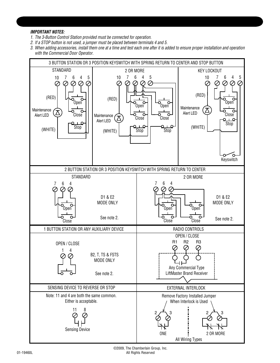 Control connection diagram | Chamberlain door opener User Manual | Page 36 / 36