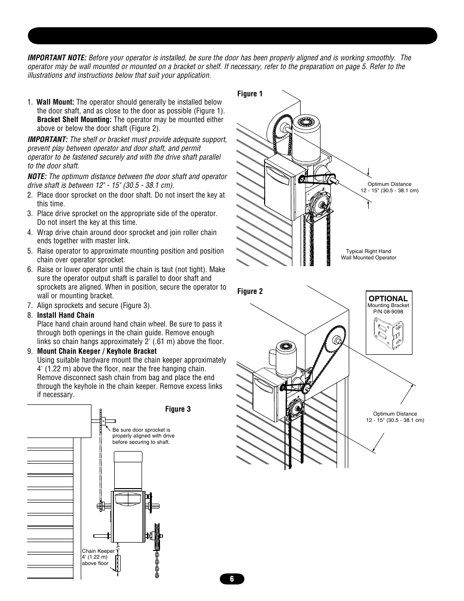 Installation, Mount the operator | Chamberlain door opener User Manual | Page 6 / 36