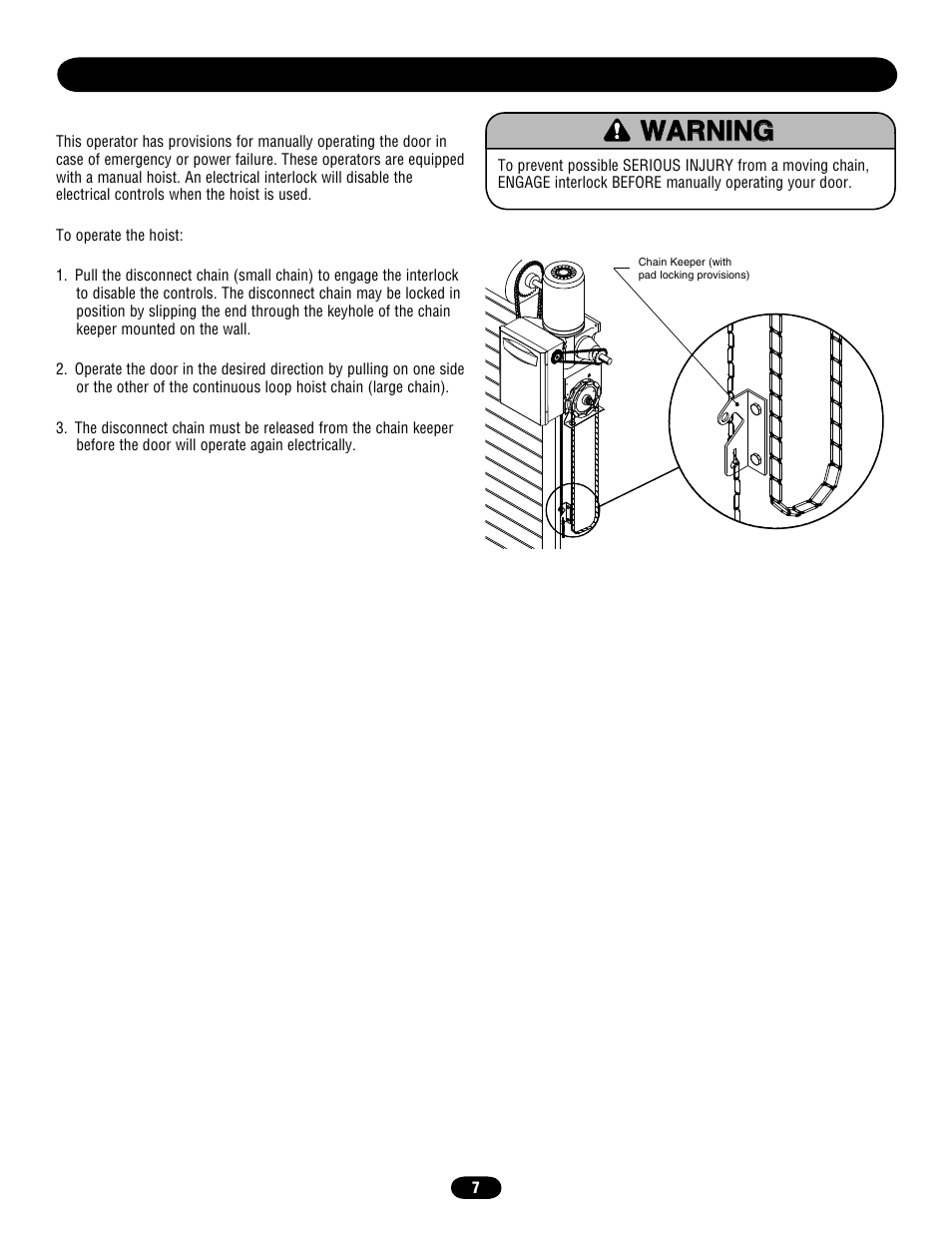 Manual operation | Chamberlain door opener User Manual | Page 7 / 36