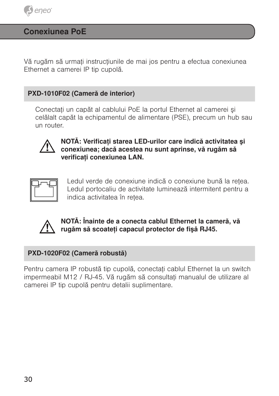 Conexiunea poe | Eneo PXD-1020F02 User Manual | Page 30 / 34