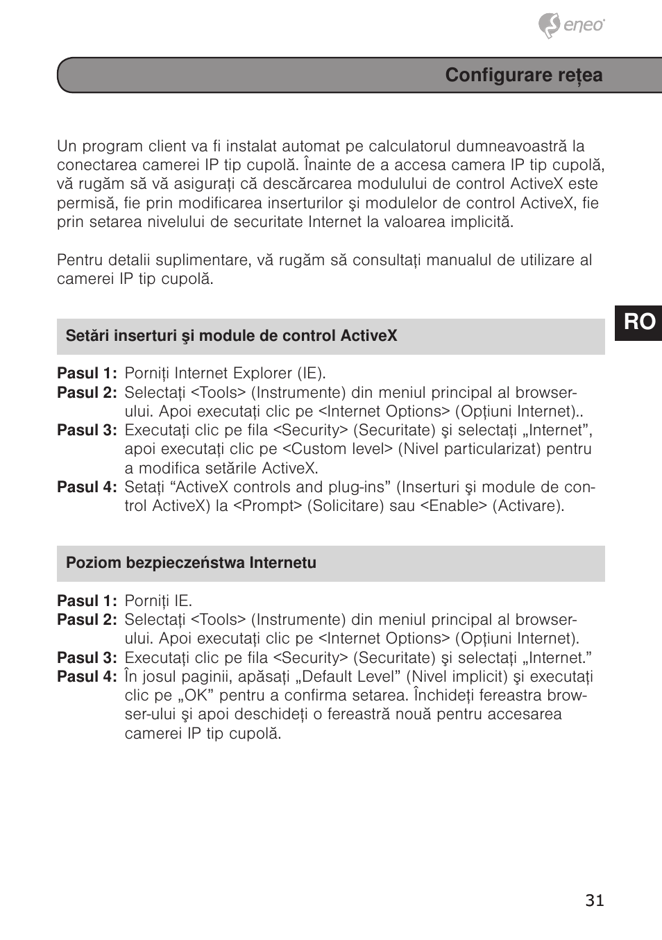 Tr it es ro | Eneo PXD-1020F02 User Manual | Page 31 / 34