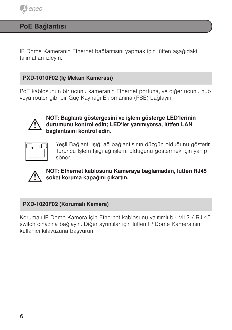 Poe bağlantısı | Eneo PXD-1020F02 User Manual | Page 6 / 34