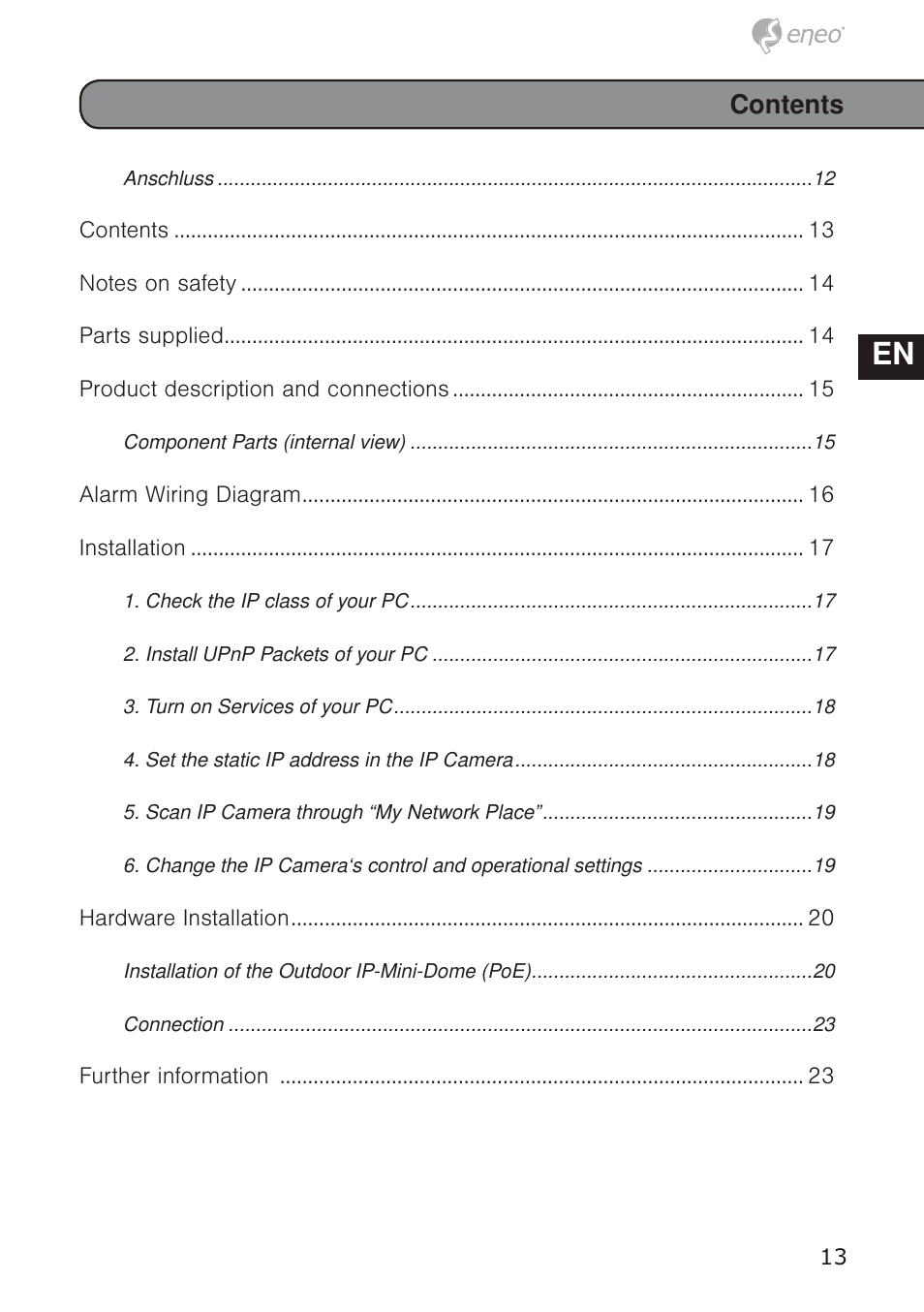 Eneo GXD-1710M/IR User Manual | Page 13 / 58