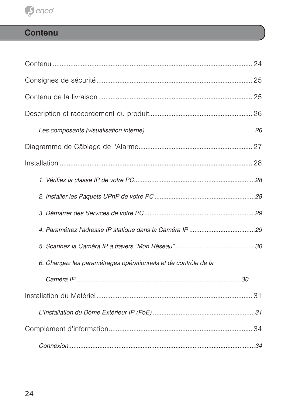 Contenu | Eneo GXD-1710M/IR User Manual | Page 24 / 58