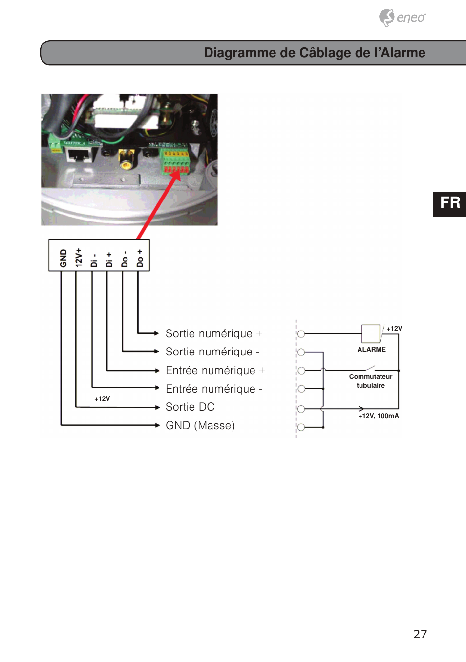 De en fr pl ru de en fr pl ru, Diagramme de câblage de l’alarme | Eneo GXD-1710M/IR User Manual | Page 27 / 58