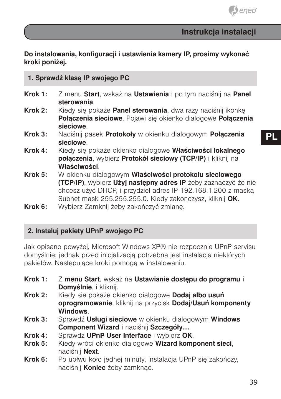 De en fr pl ru de en fr pl ru, Instrukcja instalacji | Eneo GXD-1710M/IR User Manual | Page 39 / 58