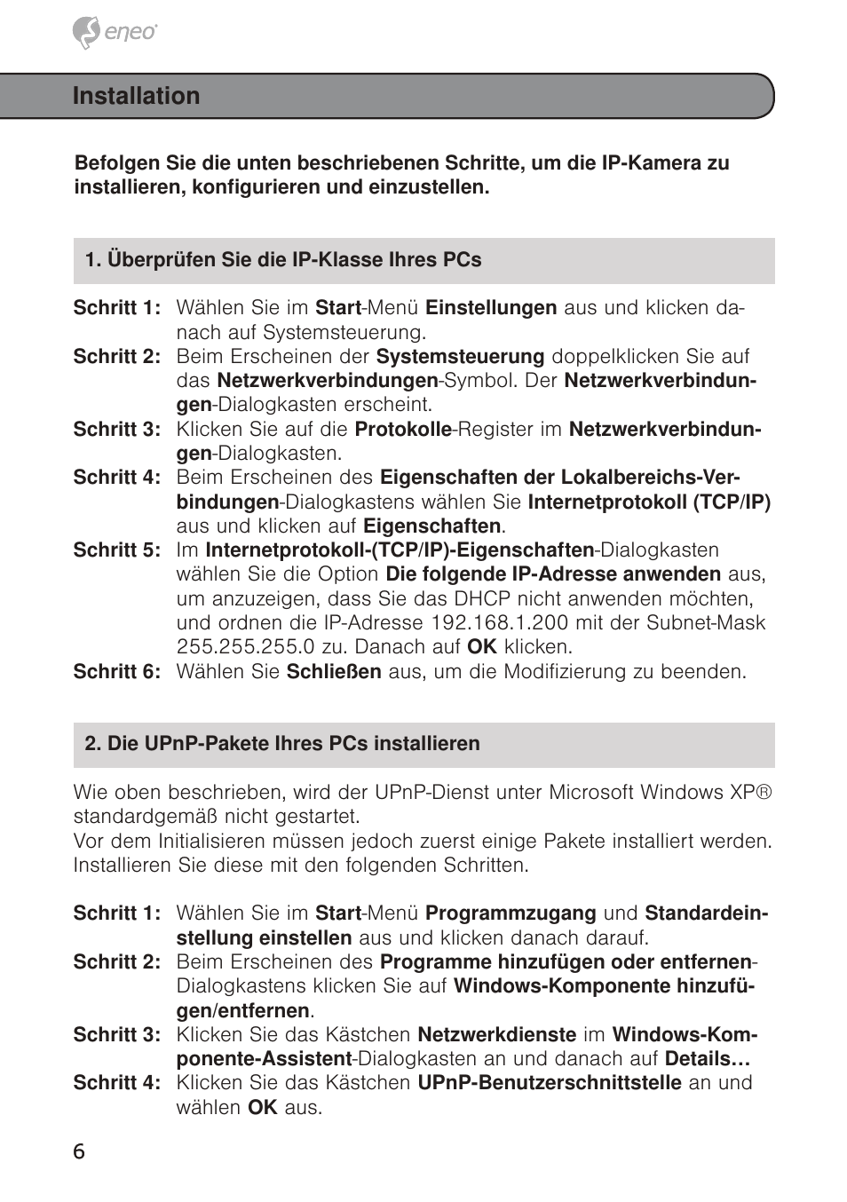 Installation | Eneo GXD-1710M/IR User Manual | Page 6 / 58