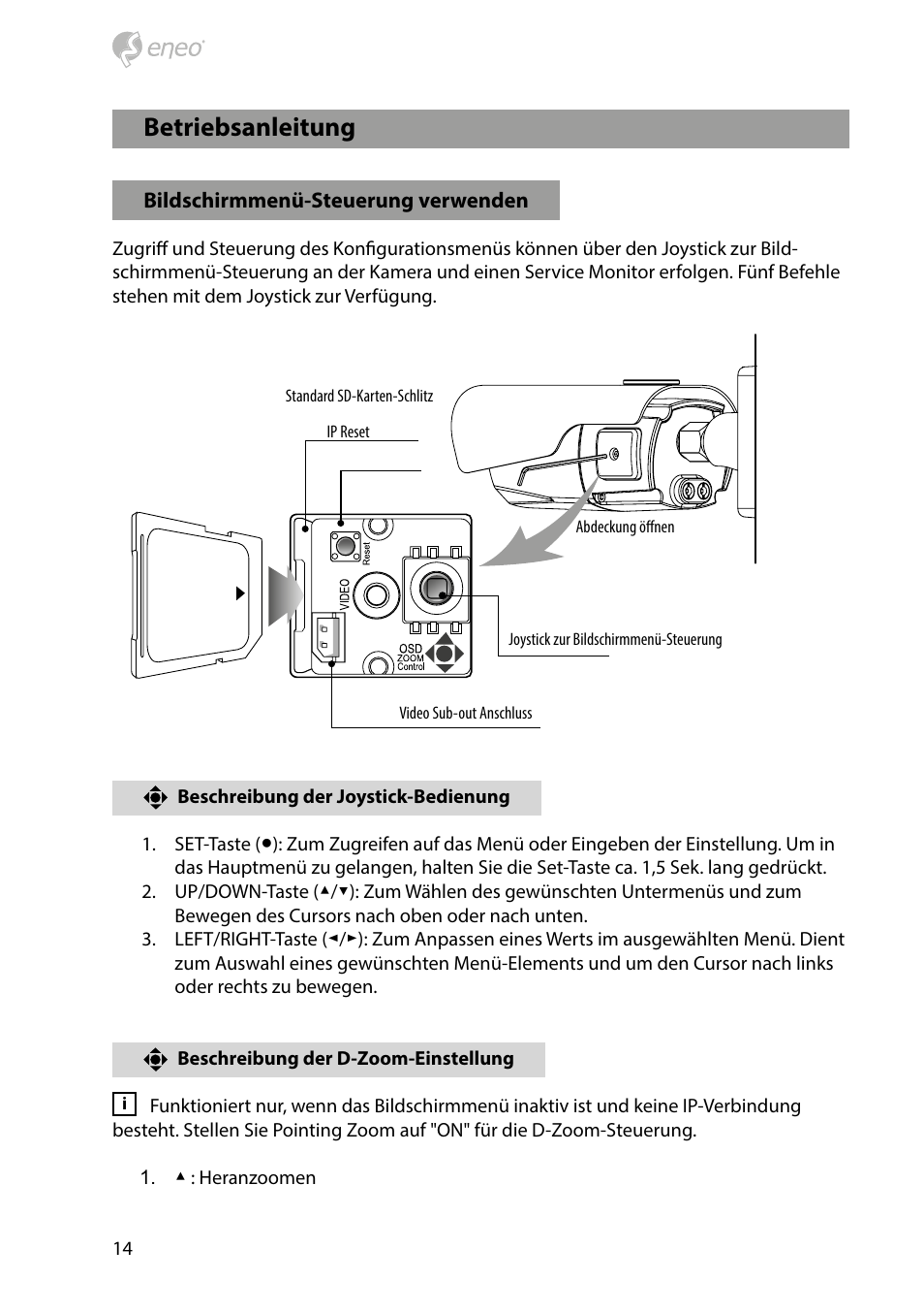 Betriebsanleitung | Eneo PXB-2080MIR D User Manual | Page 14 / 48