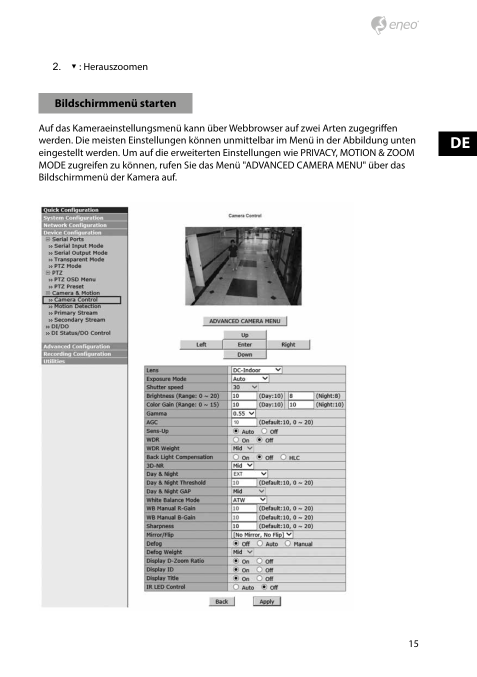 Eneo PXB-2080MIR D User Manual | Page 15 / 48