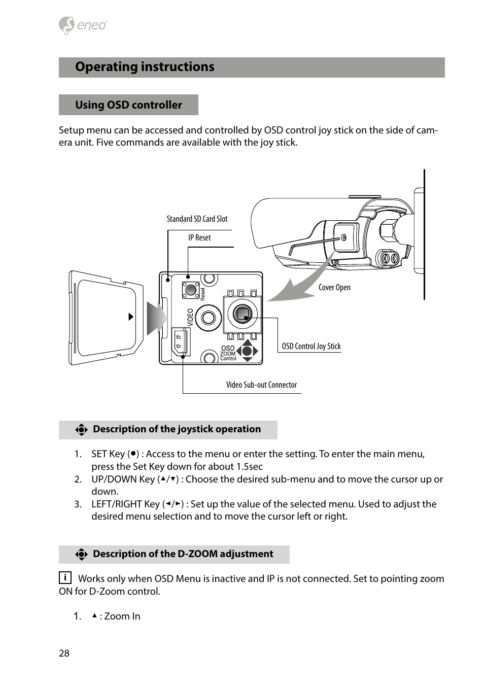 Operating instructions | Eneo PXB-2080MIR D User Manual | Page 28 / 48