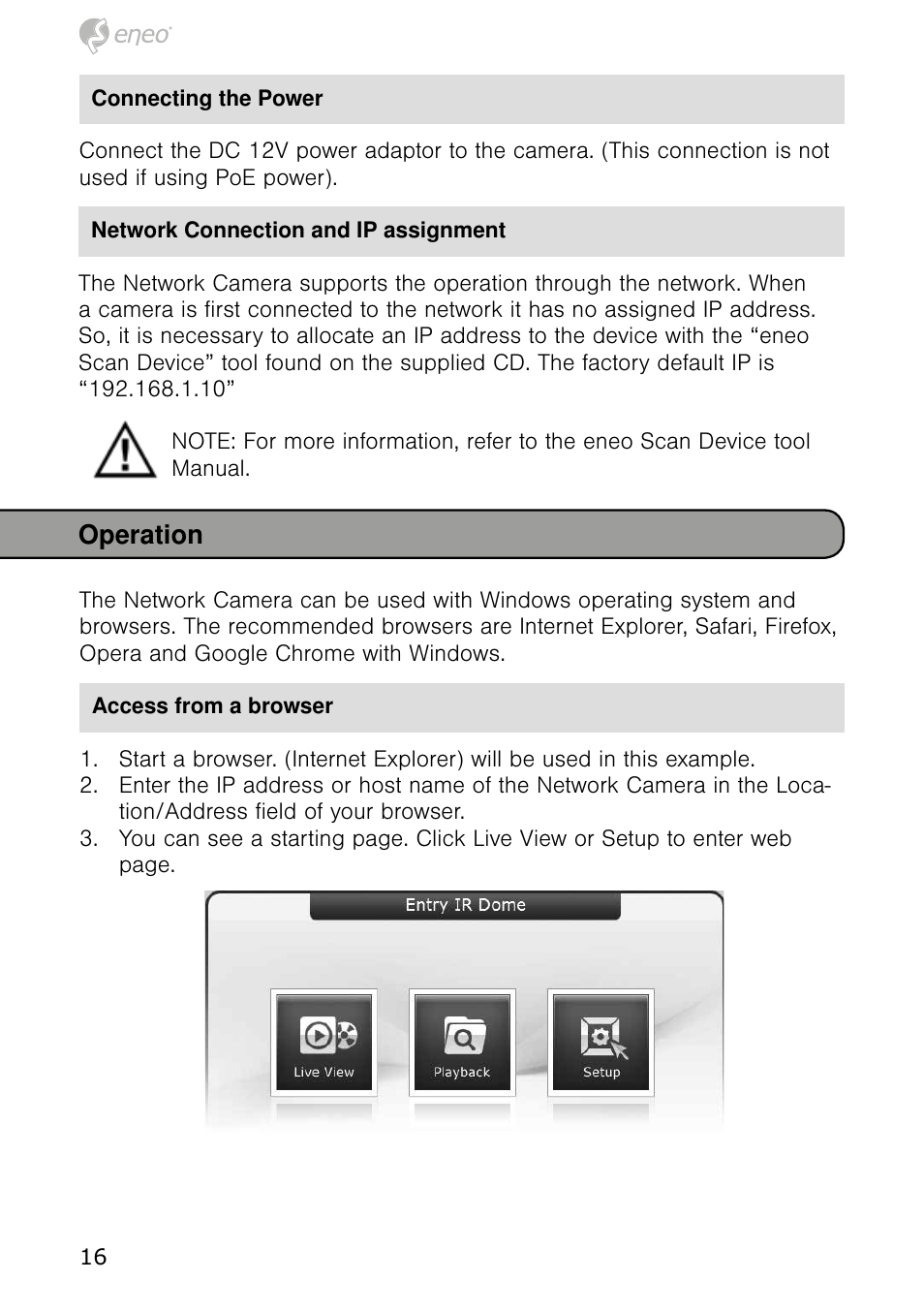 Operation | Eneo NXB-980IR3516M User Manual | Page 16 / 60