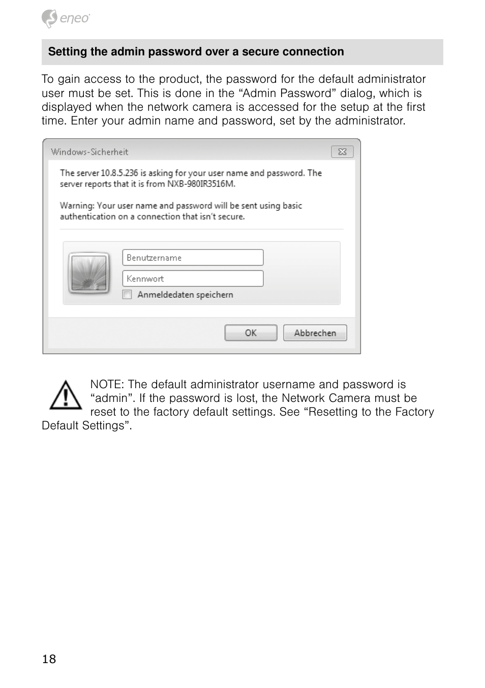 Eneo NXB-980IR3516M User Manual | Page 18 / 60