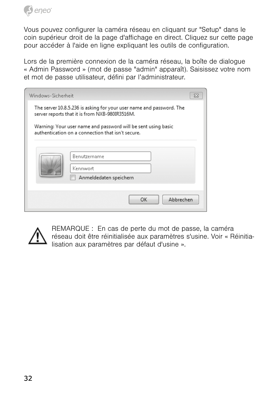 Eneo NXB-980IR3516M User Manual | Page 32 / 60