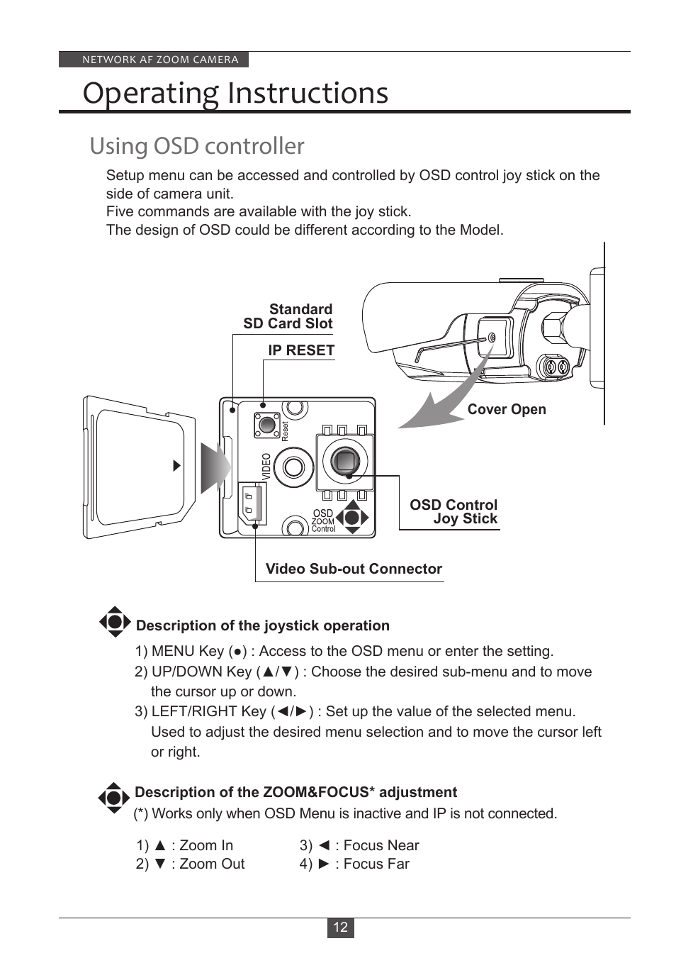Operating instructions, Using osd controller | Eneo PXB-2280Z10 D User Manual | Page 12 / 36