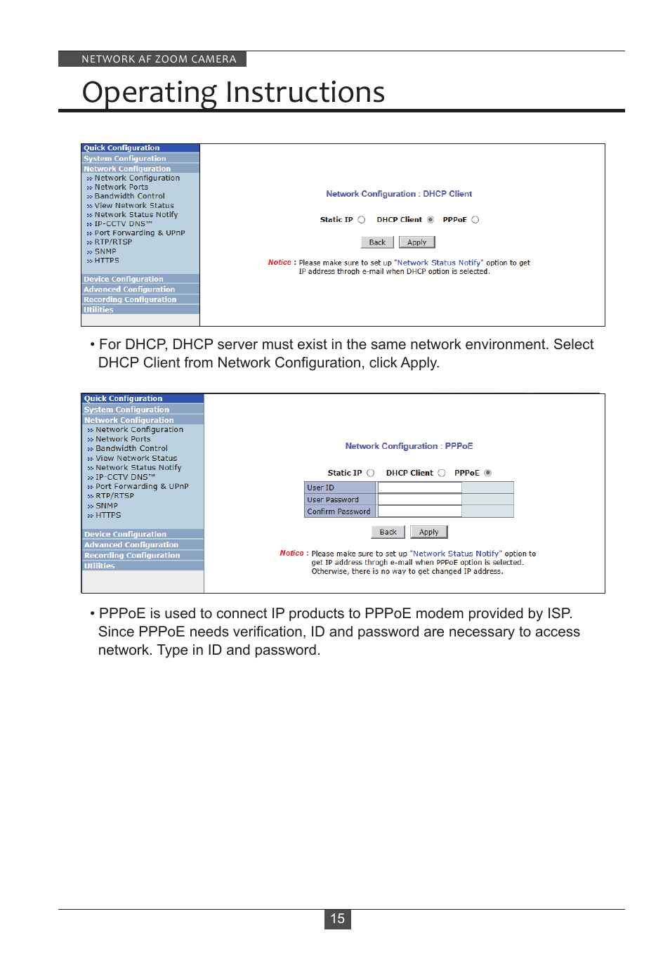 Operating instructions | Eneo PXB-2280Z10 D User Manual | Page 15 / 36