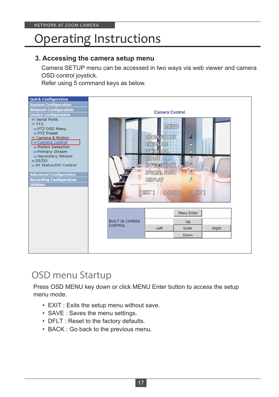 Operating instructions, Osd menu startup | Eneo PXB-2280Z10 D User Manual | Page 17 / 36