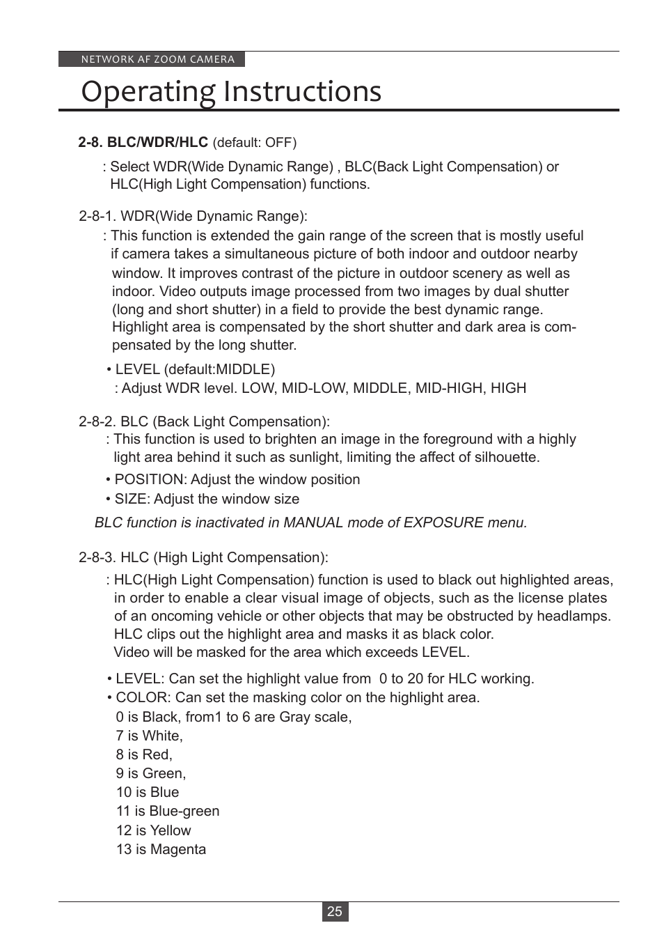 Operating instructions | Eneo PXB-2280Z10 D User Manual | Page 25 / 36