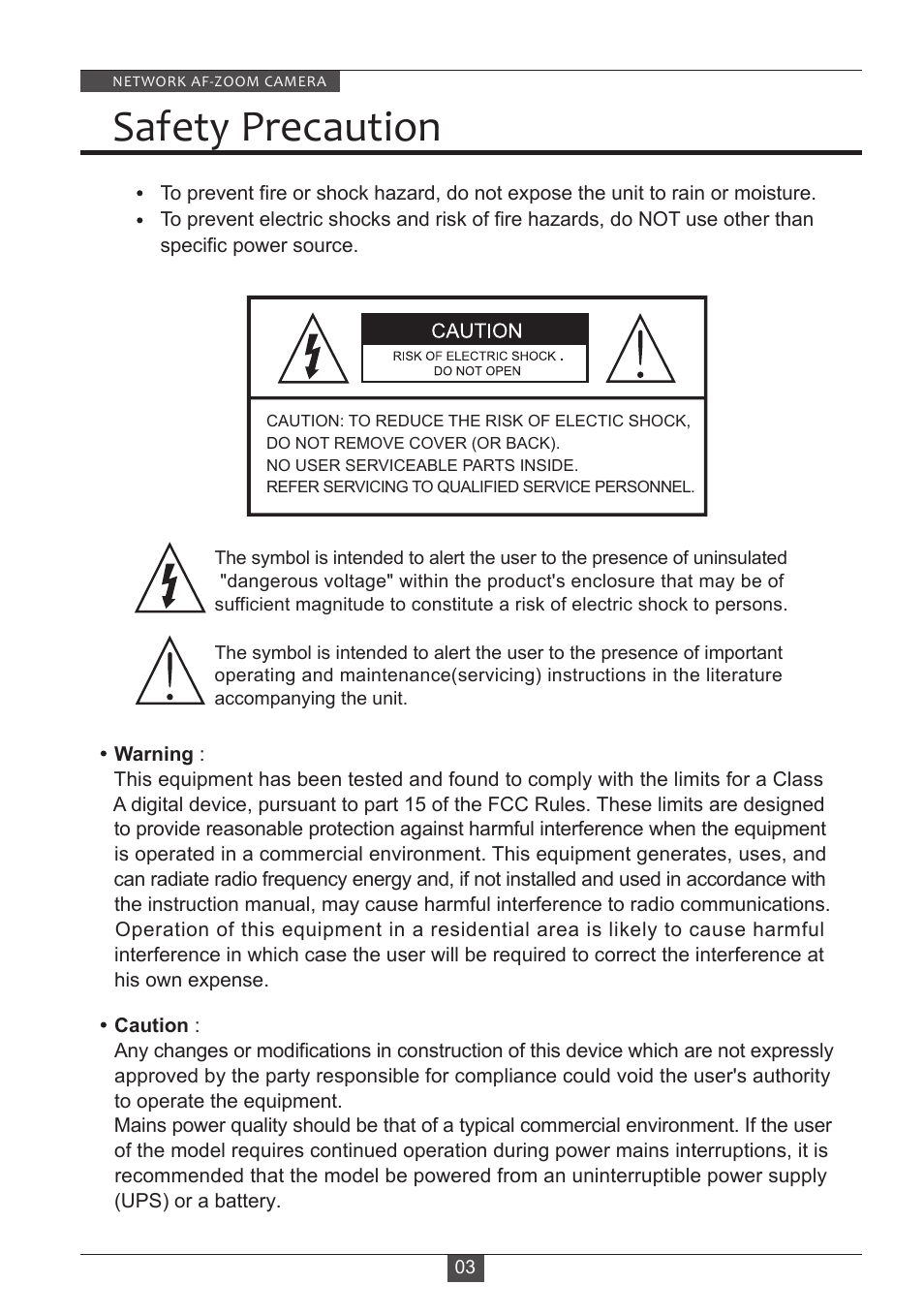 Safety precaution | Eneo PXB-2280Z10 D User Manual | Page 3 / 36