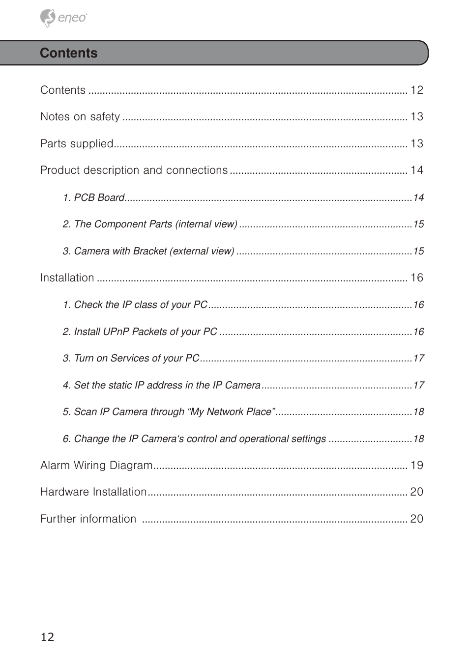 Eneo GXB-1710M/IR User Manual | Page 12 / 52