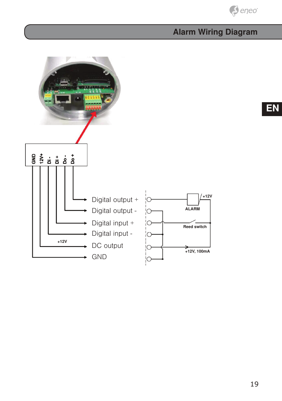 De en fr pl ru, Alarm wiring diagram | Eneo GXB-1710M/IR User Manual | Page 19 / 52