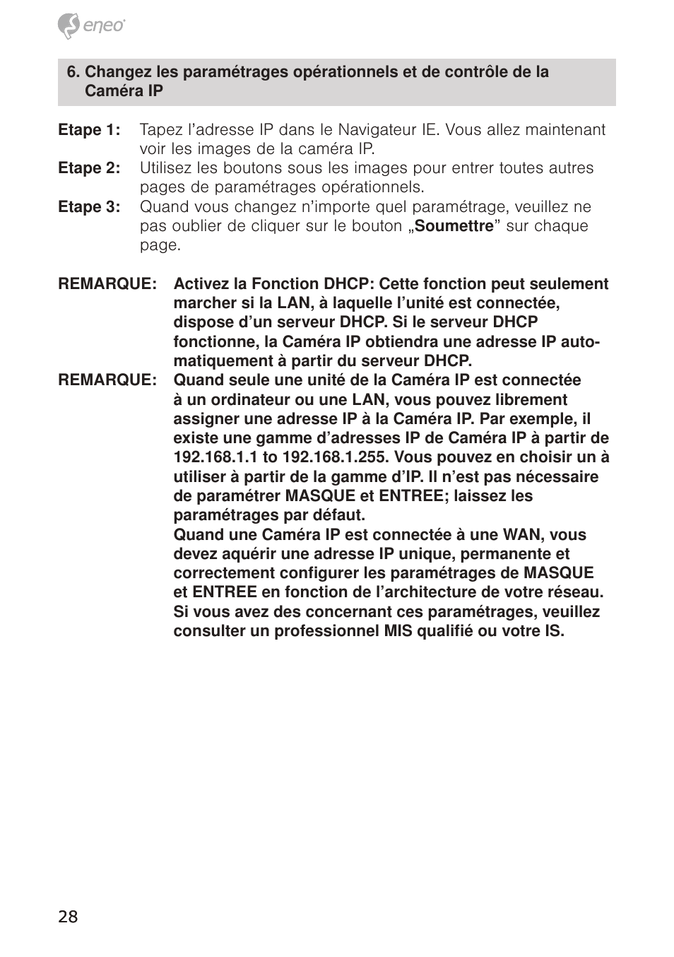 Eneo GXB-1710M/IR User Manual | Page 28 / 52