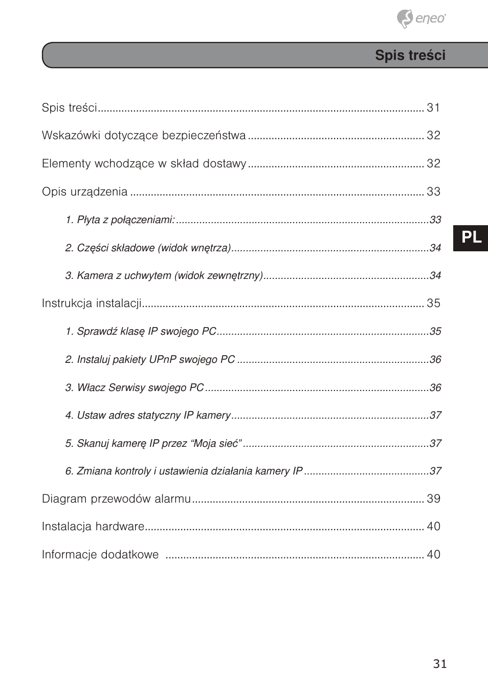 De en fr pl ru de en fr pl ru | Eneo GXB-1710M/IR User Manual | Page 31 / 52