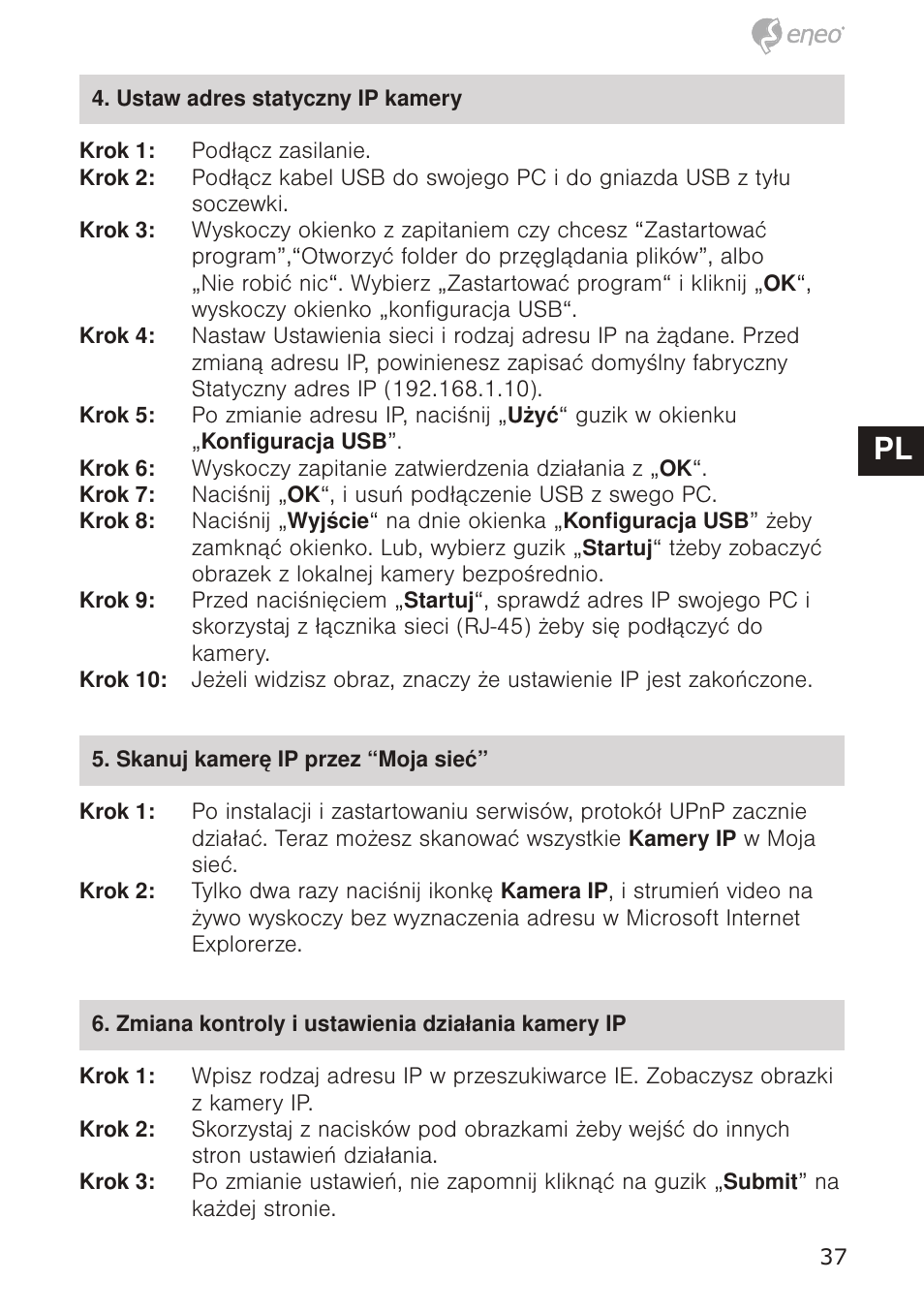 De en fr pl ru de en fr pl ru | Eneo GXB-1710M/IR User Manual | Page 37 / 52