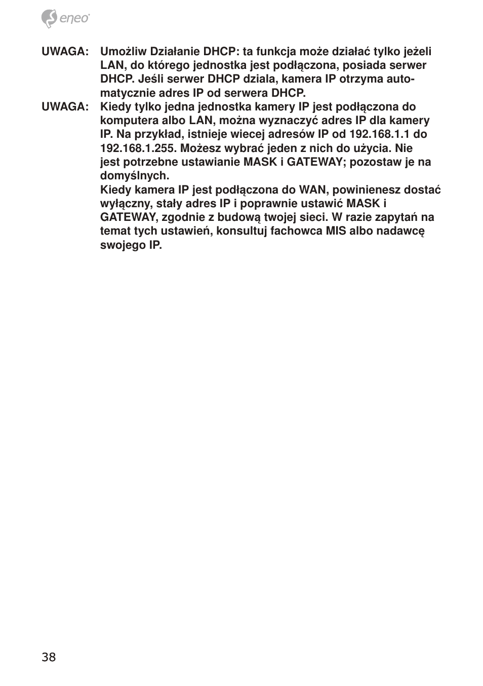 Eneo GXB-1710M/IR User Manual | Page 38 / 52