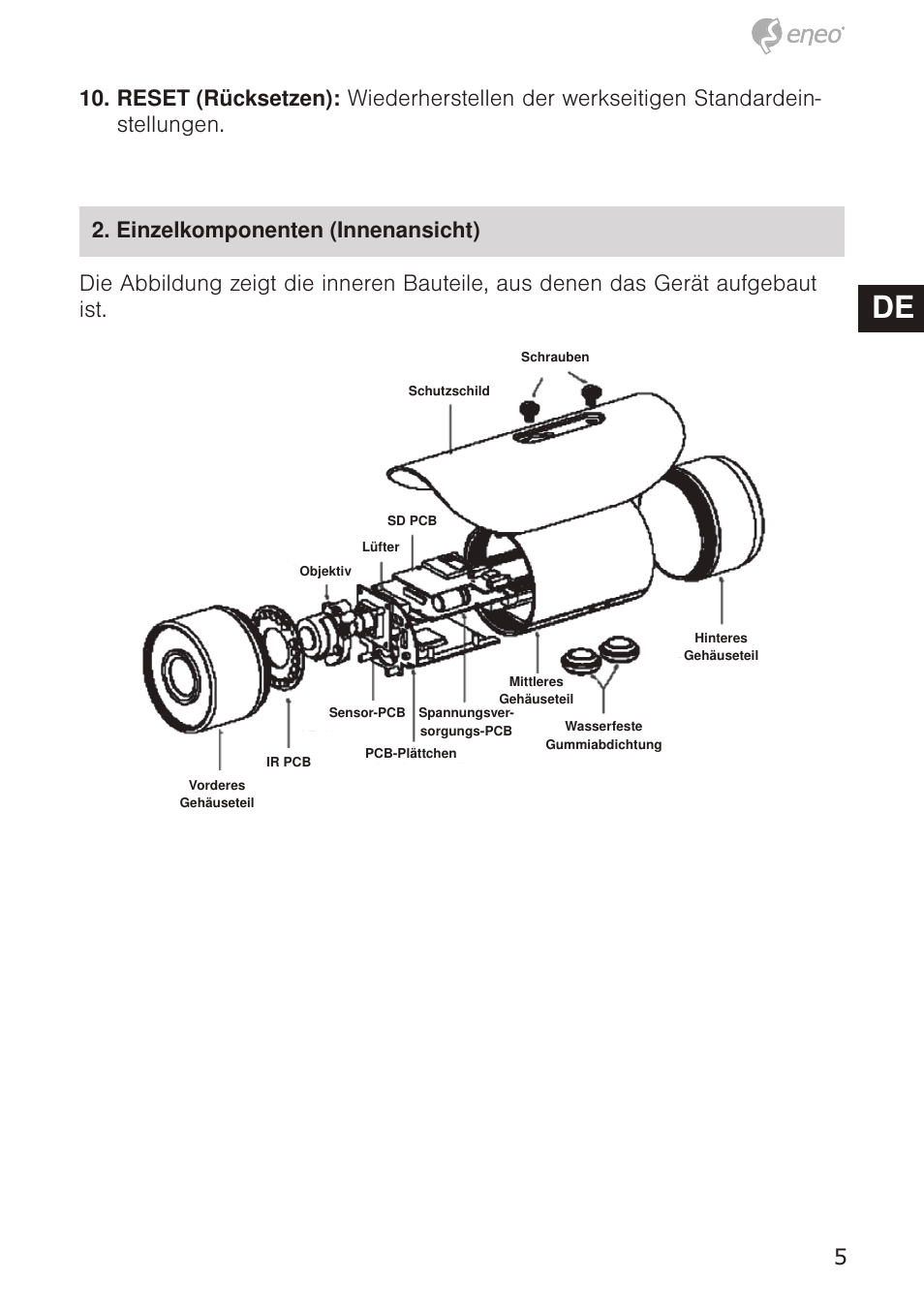 De en fr pl ru de en fr pl ru | Eneo GXB-1710M/IR User Manual | Page 5 / 52