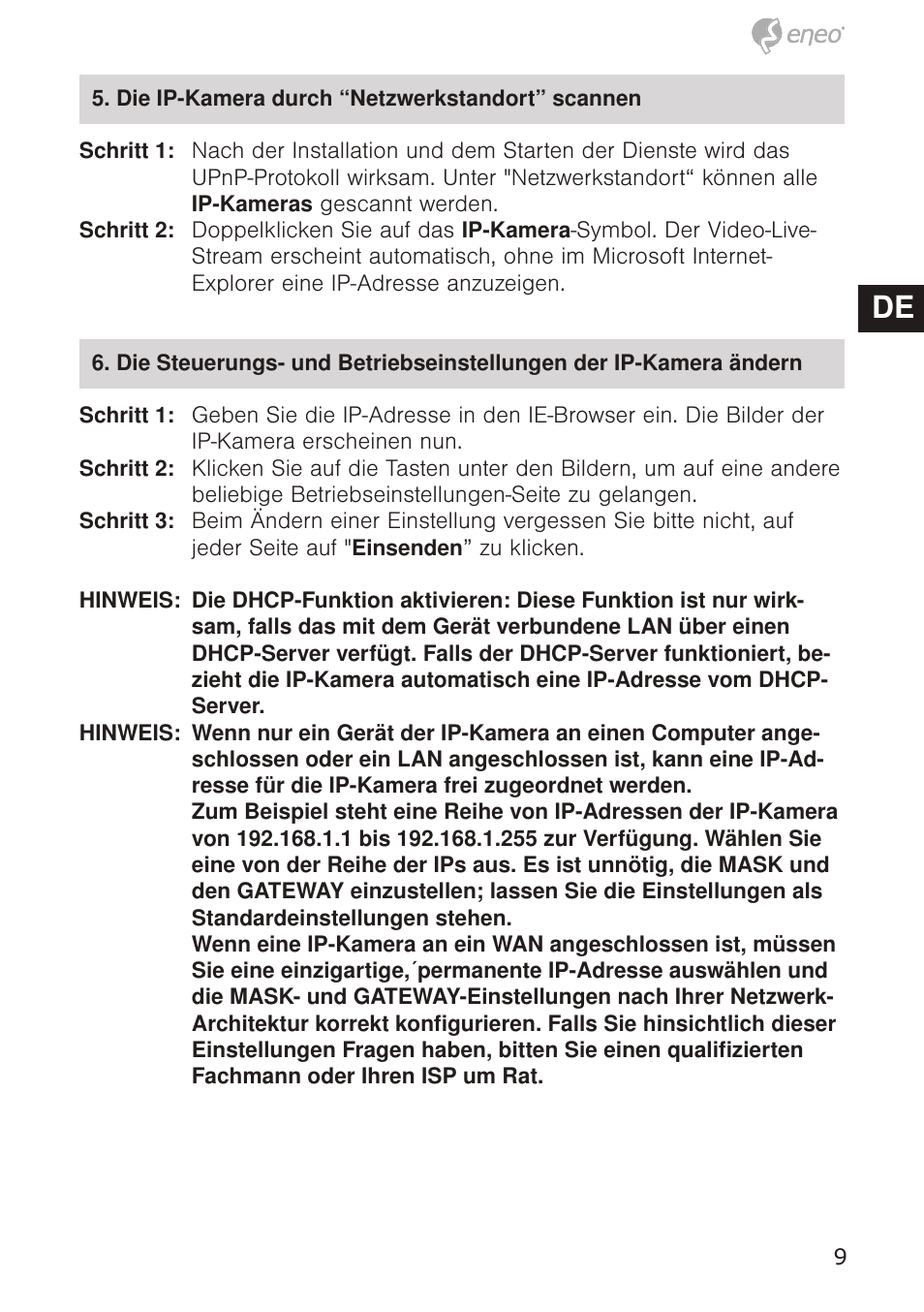 De en fr pl ru de en fr pl ru | Eneo GXB-1710M/IR User Manual | Page 9 / 52