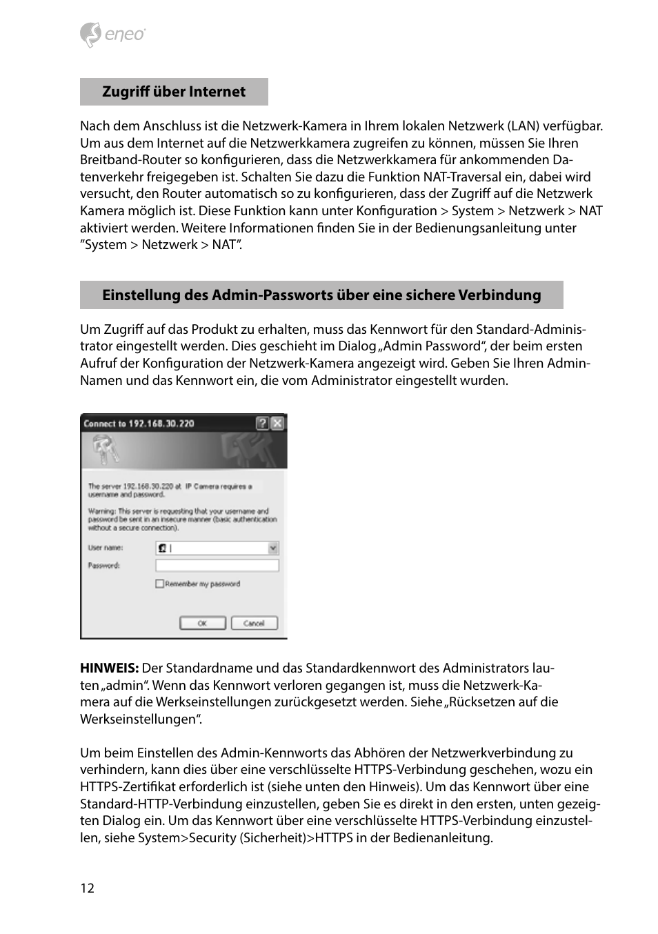 Eneo NXD-2030PTZ1080IR User Manual | Page 12 / 60