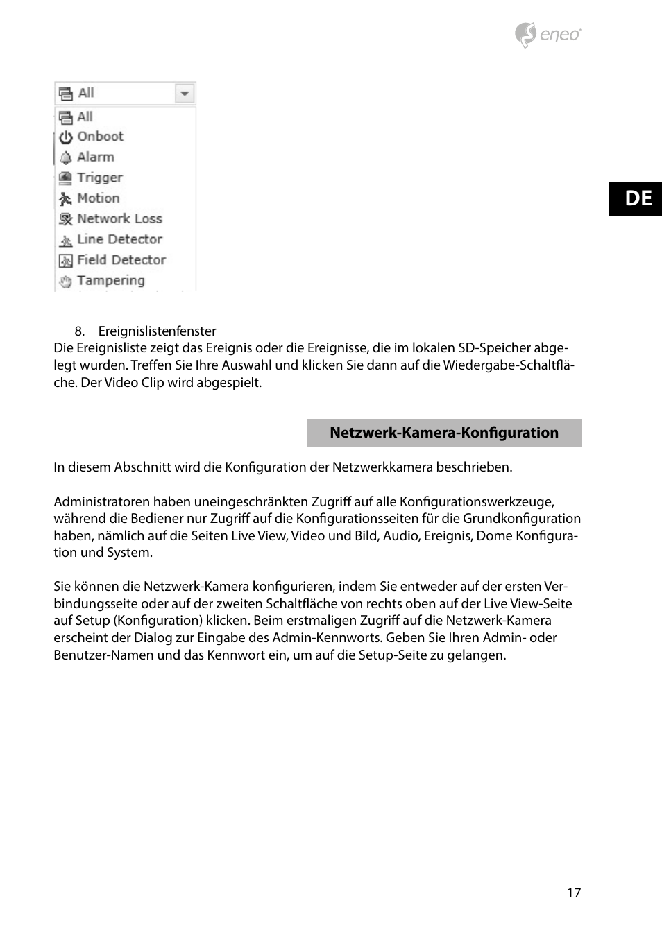 Eneo NXD-2030PTZ1080IR User Manual | Page 17 / 60