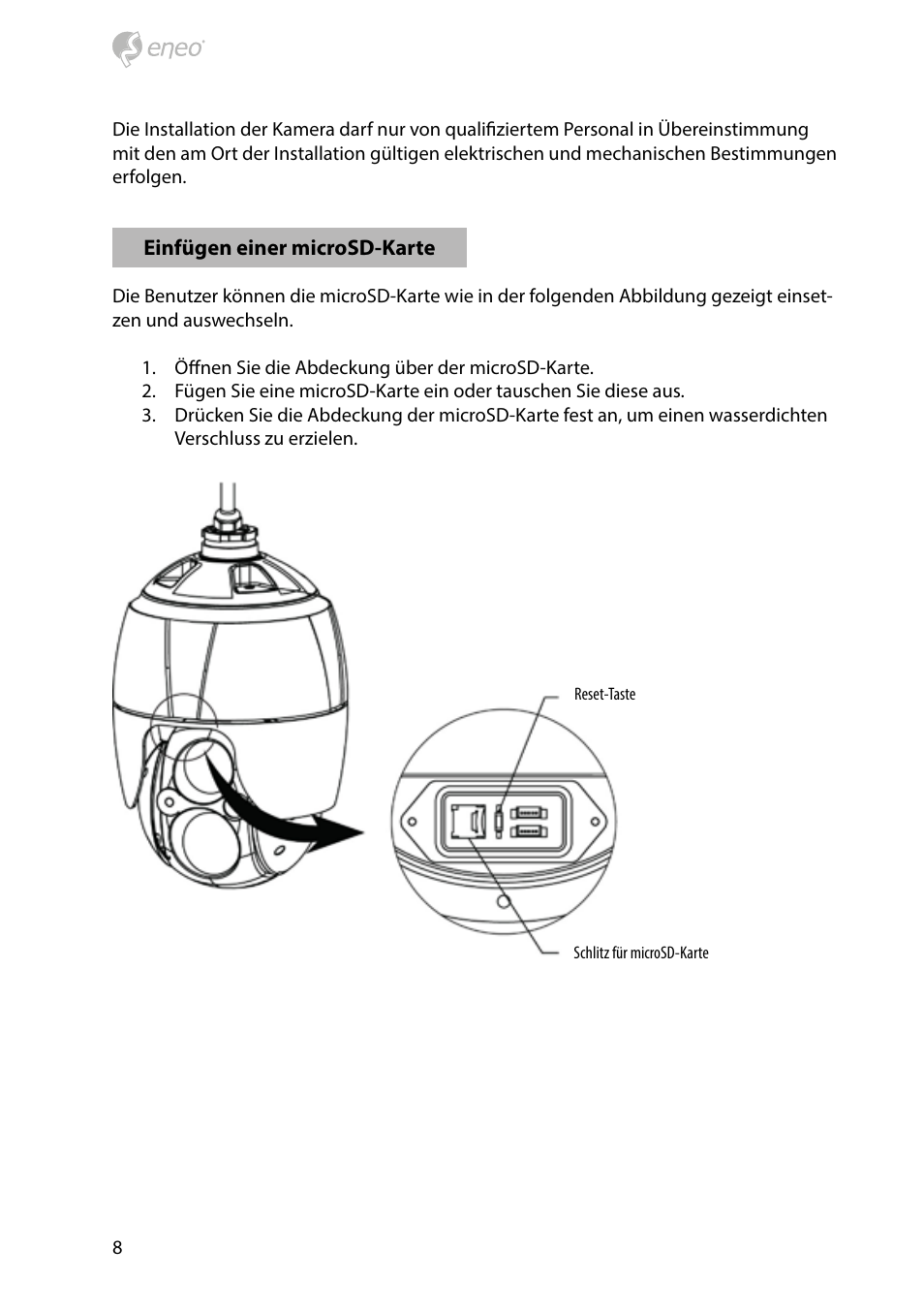 Eneo NXD-2030PTZ1080IR User Manual | Page 8 / 60