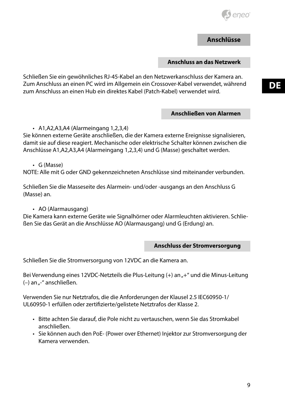 Eneo NXD-2030PTZ1080IR User Manual | Page 9 / 60