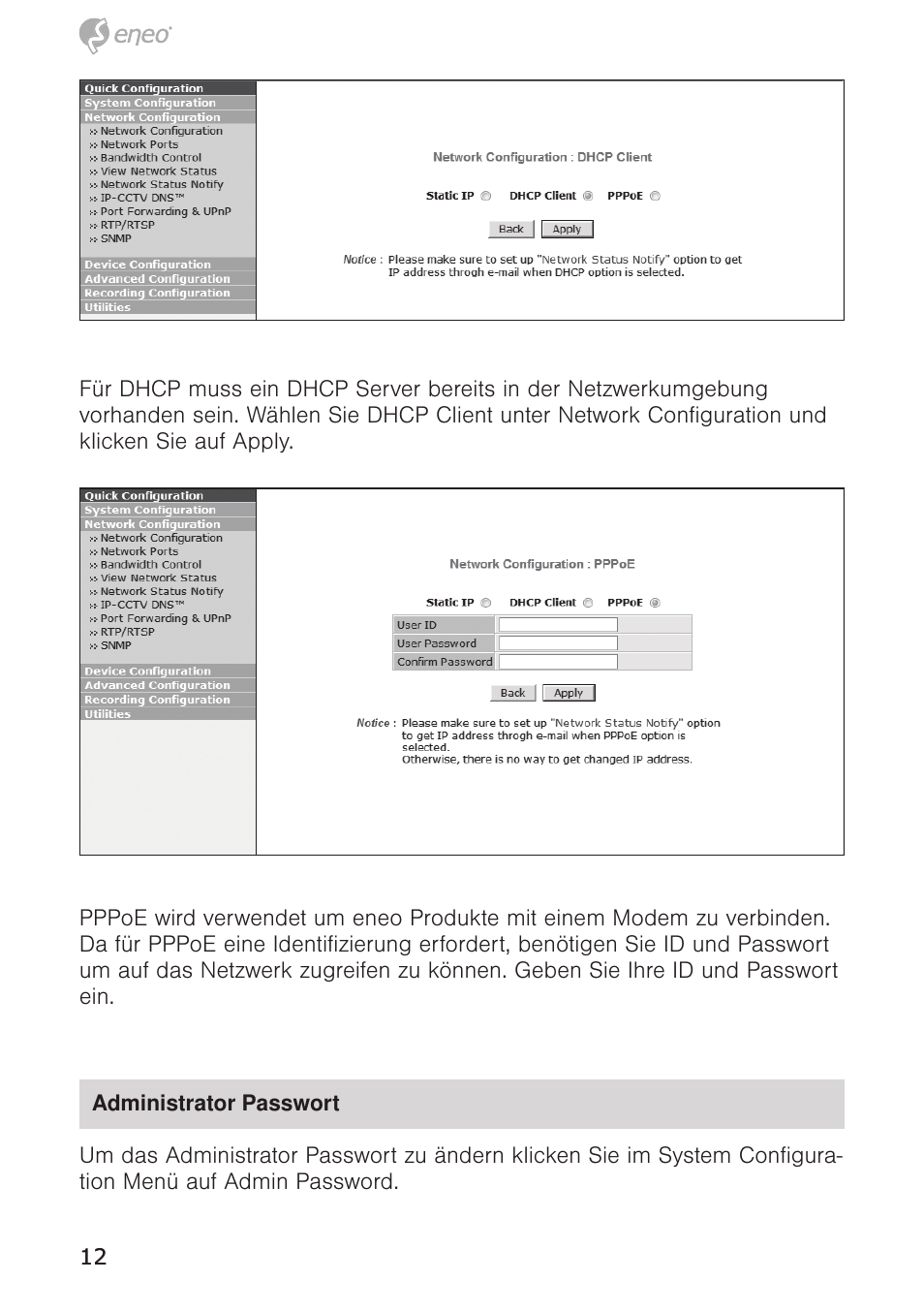 Eneo PTB-1125F075 User Manual | Page 12 / 76