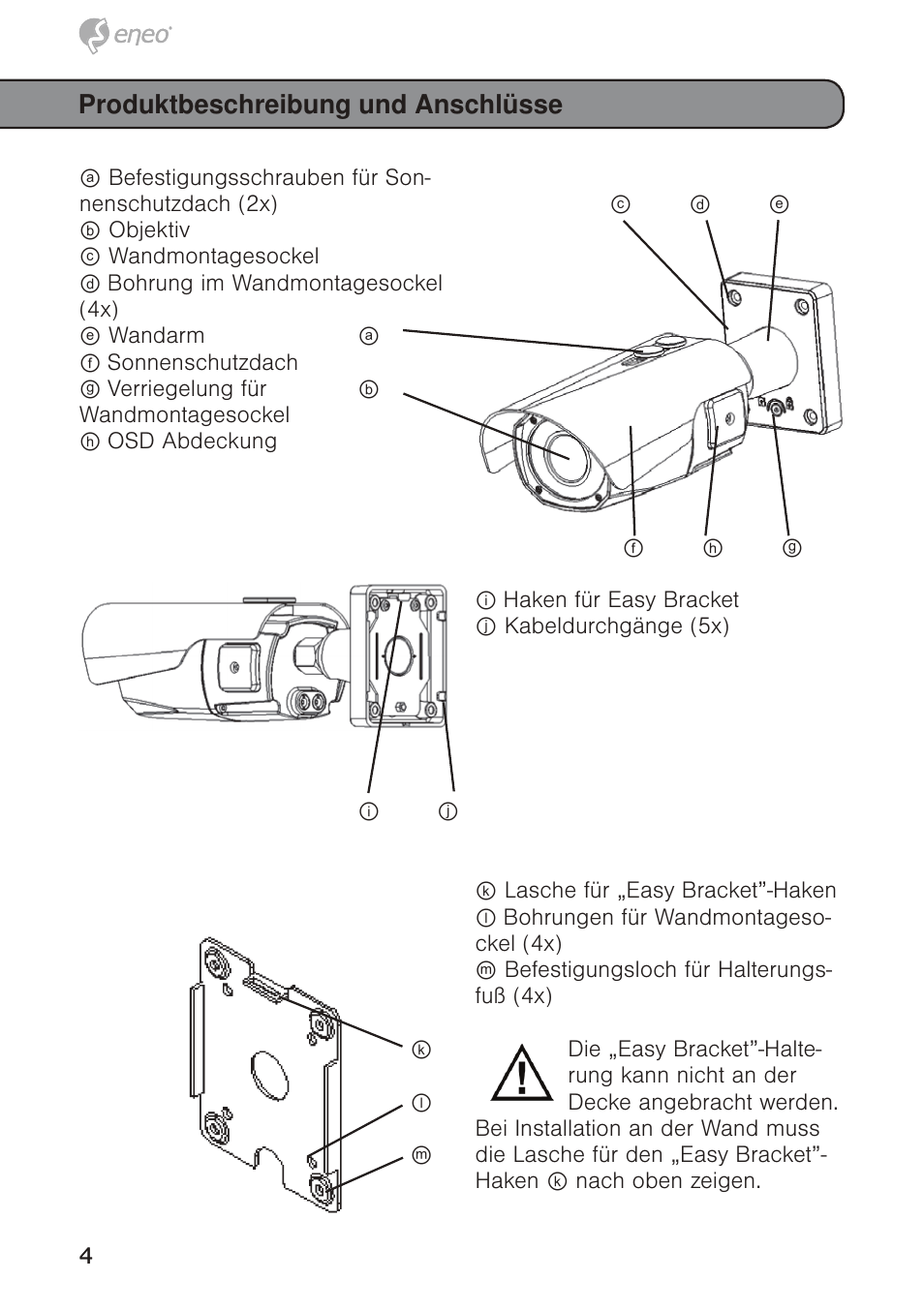 Produktbeschreibung und anschlüsse | Eneo PTB-1125F075 User Manual | Page 4 / 76