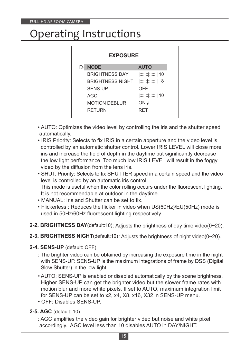 Operating instructions | Eneo HDC-2180Z03 D User Manual | Page 15 / 32