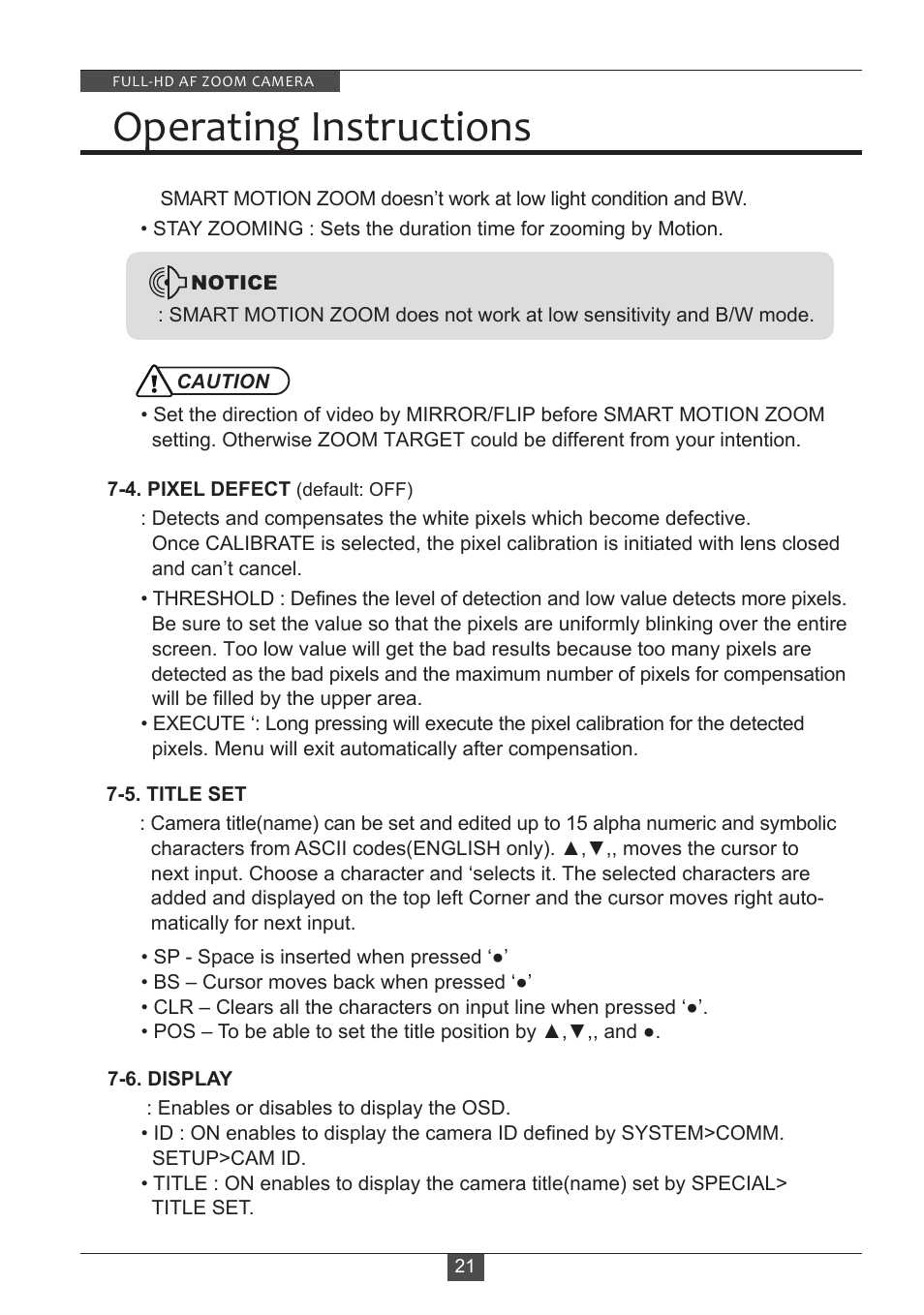 Operating instructions | Eneo HDC-2180Z03 D User Manual | Page 21 / 32