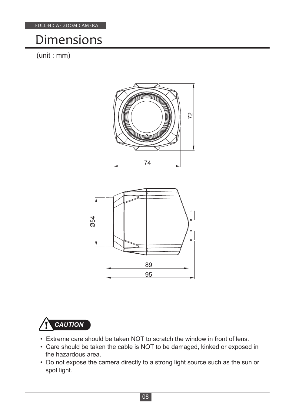 Dimensions | Eneo HDC-2180Z03 D User Manual | Page 8 / 32