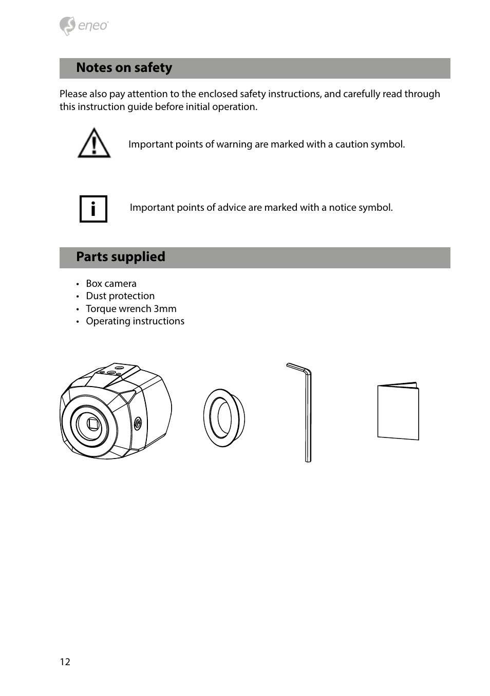 Parts supplied | Eneo HDC-2080CS D User Manual | Page 12 / 32