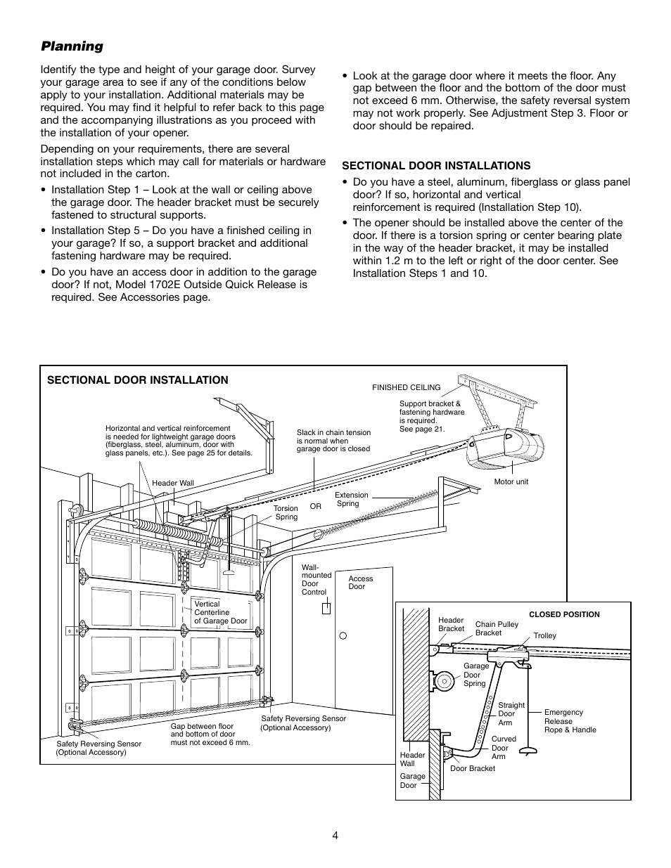 Planning | Chamberlain 1215EM FS2 User Manual | Page 4 / 80