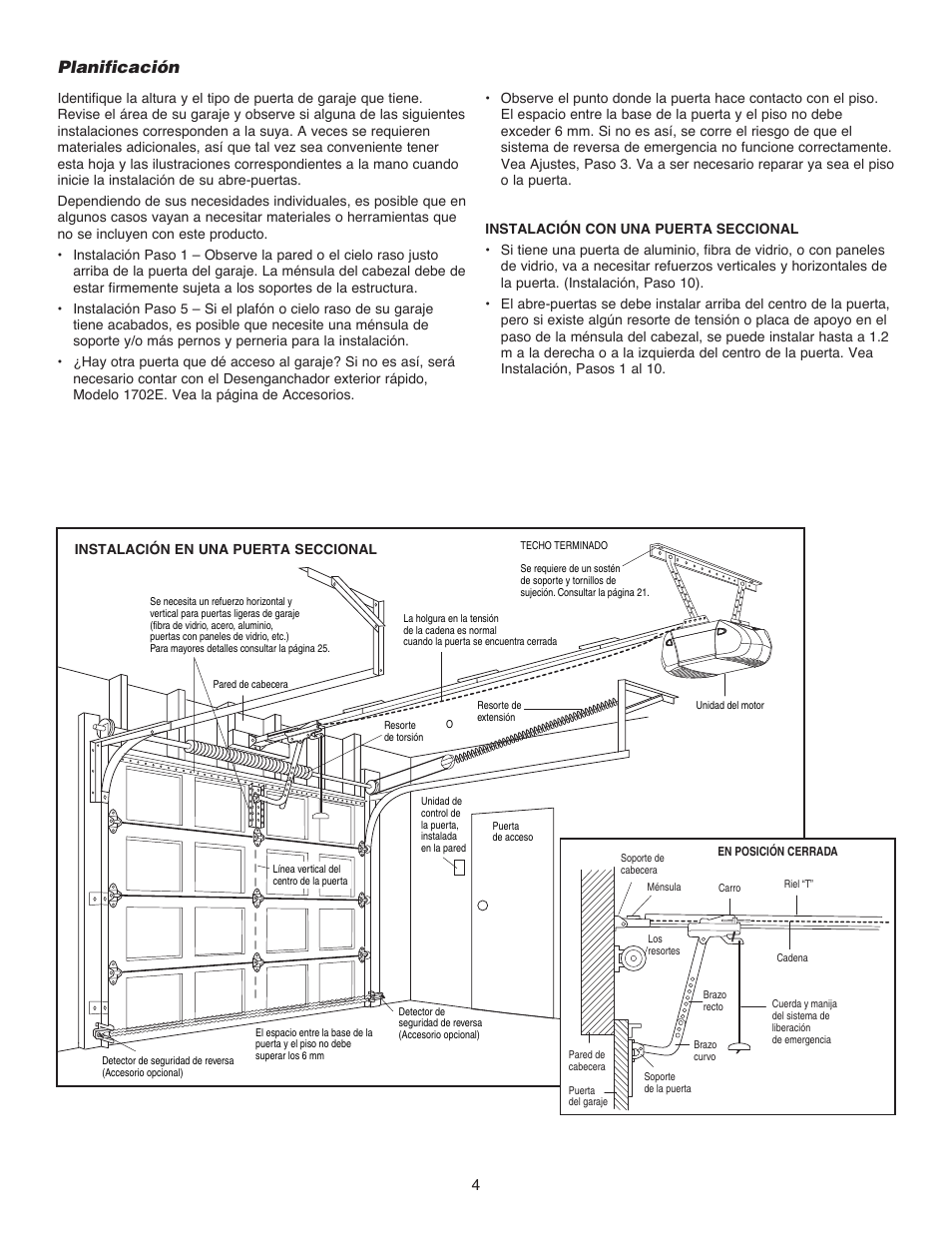 Planificación | Chamberlain 1215EM FS2 User Manual | Page 44 / 80