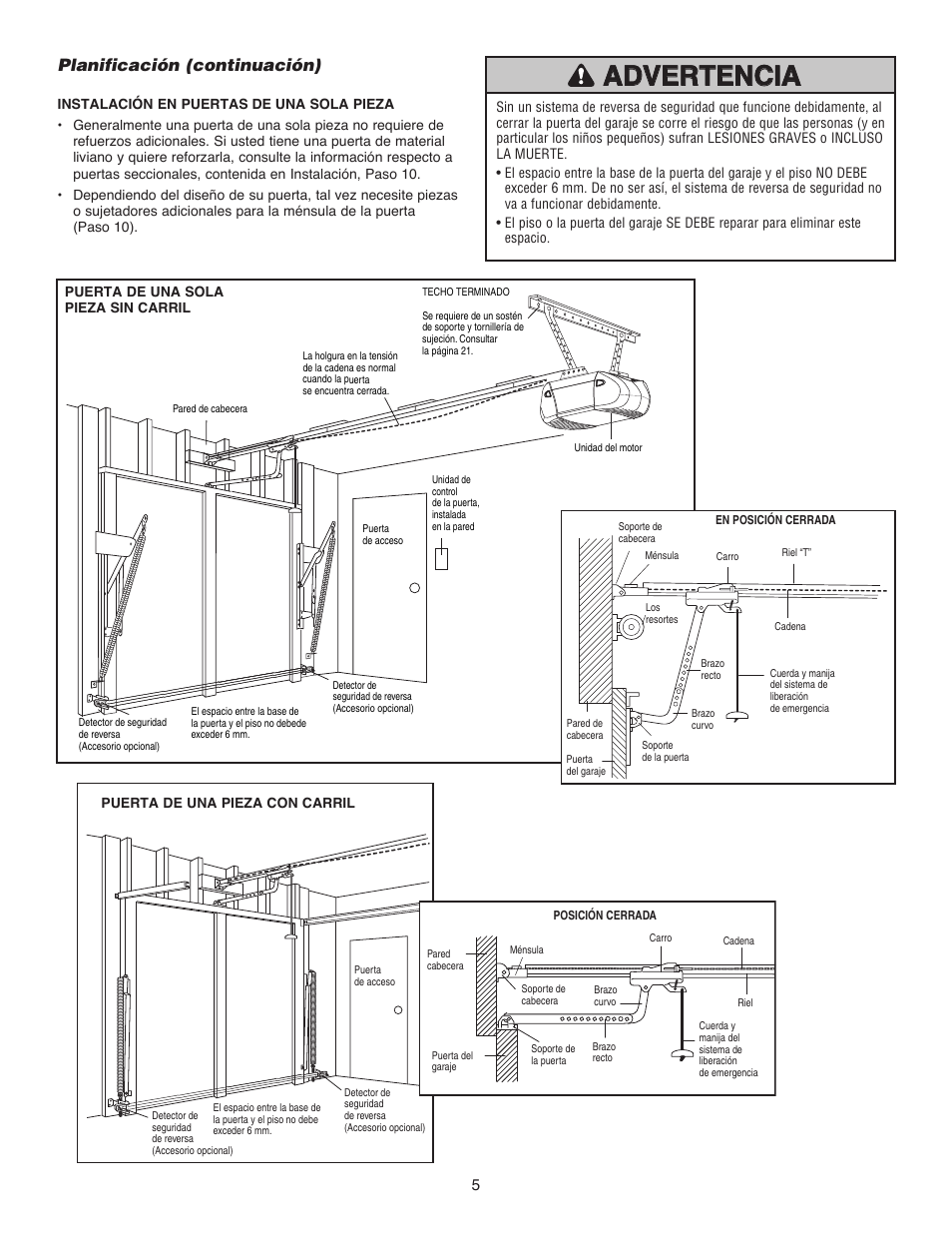 Planificación (continuación) | Chamberlain 1215EM FS2 User Manual | Page 45 / 80