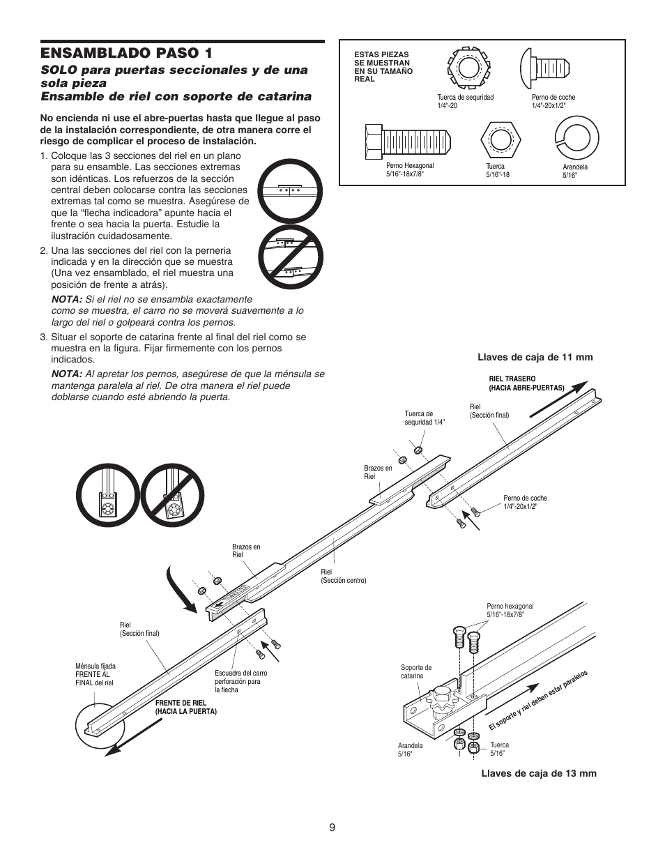 Ensamblado paso 1 | Chamberlain 1215EM FS2 User Manual | Page 49 / 80